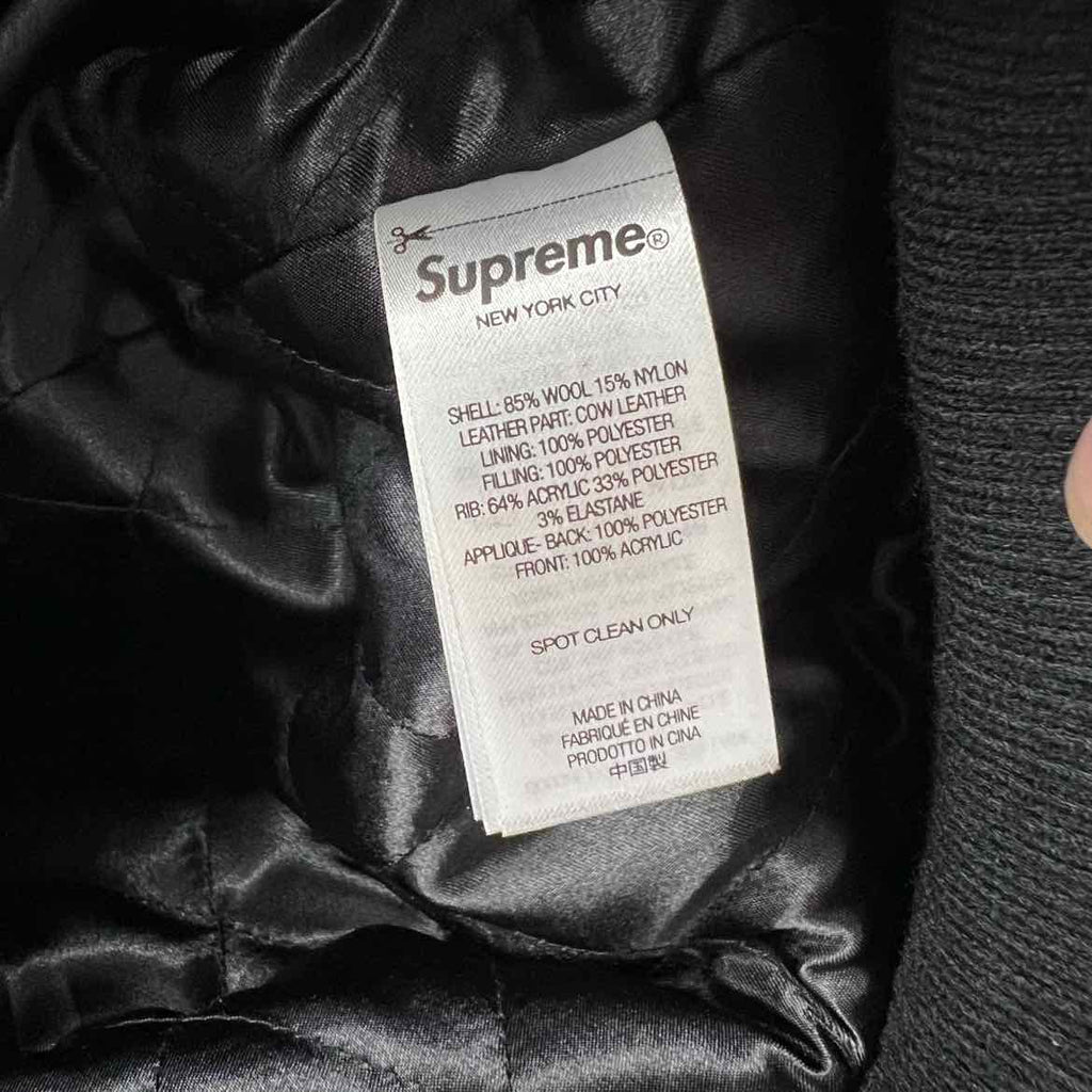 Supreme Varsity Jacket "CROSS" Black Used Size L