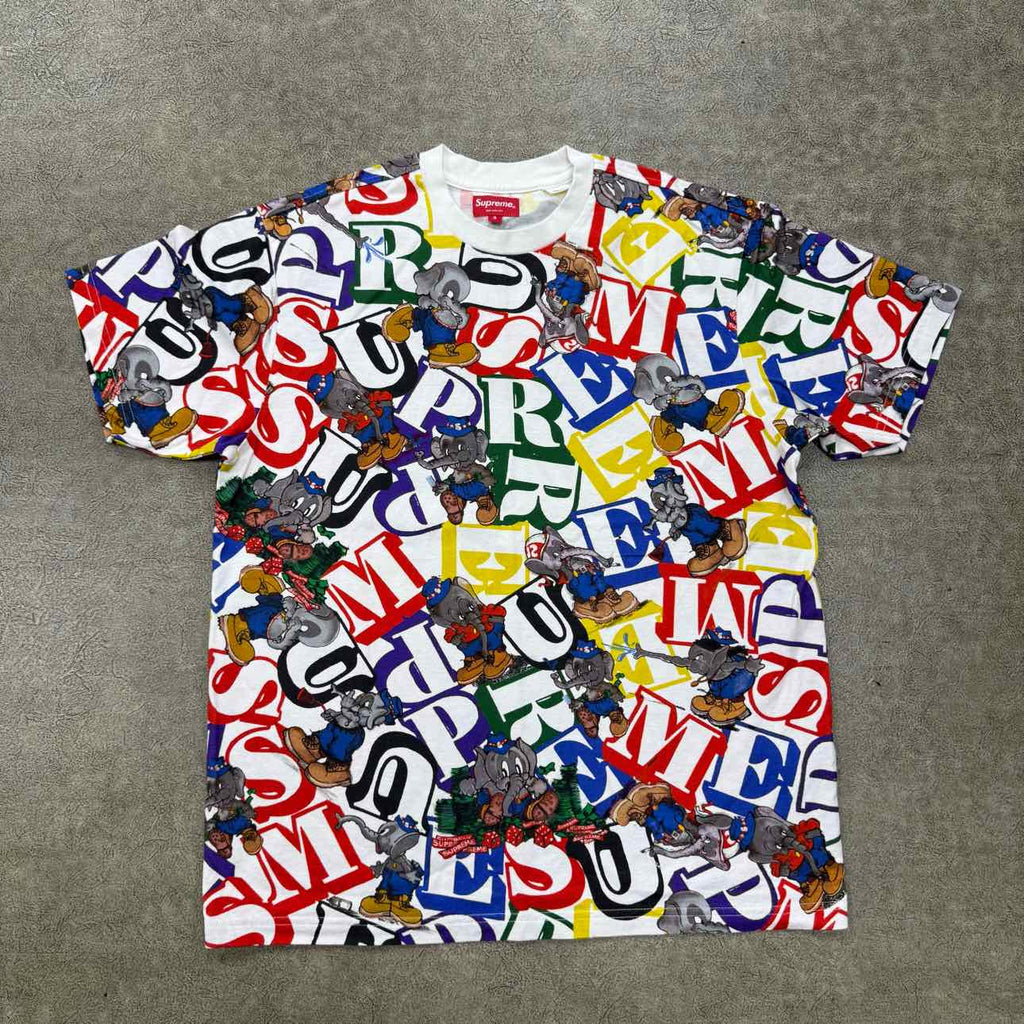 Supreme T-Shirt "ELEPHANT PRINT" White New Size S