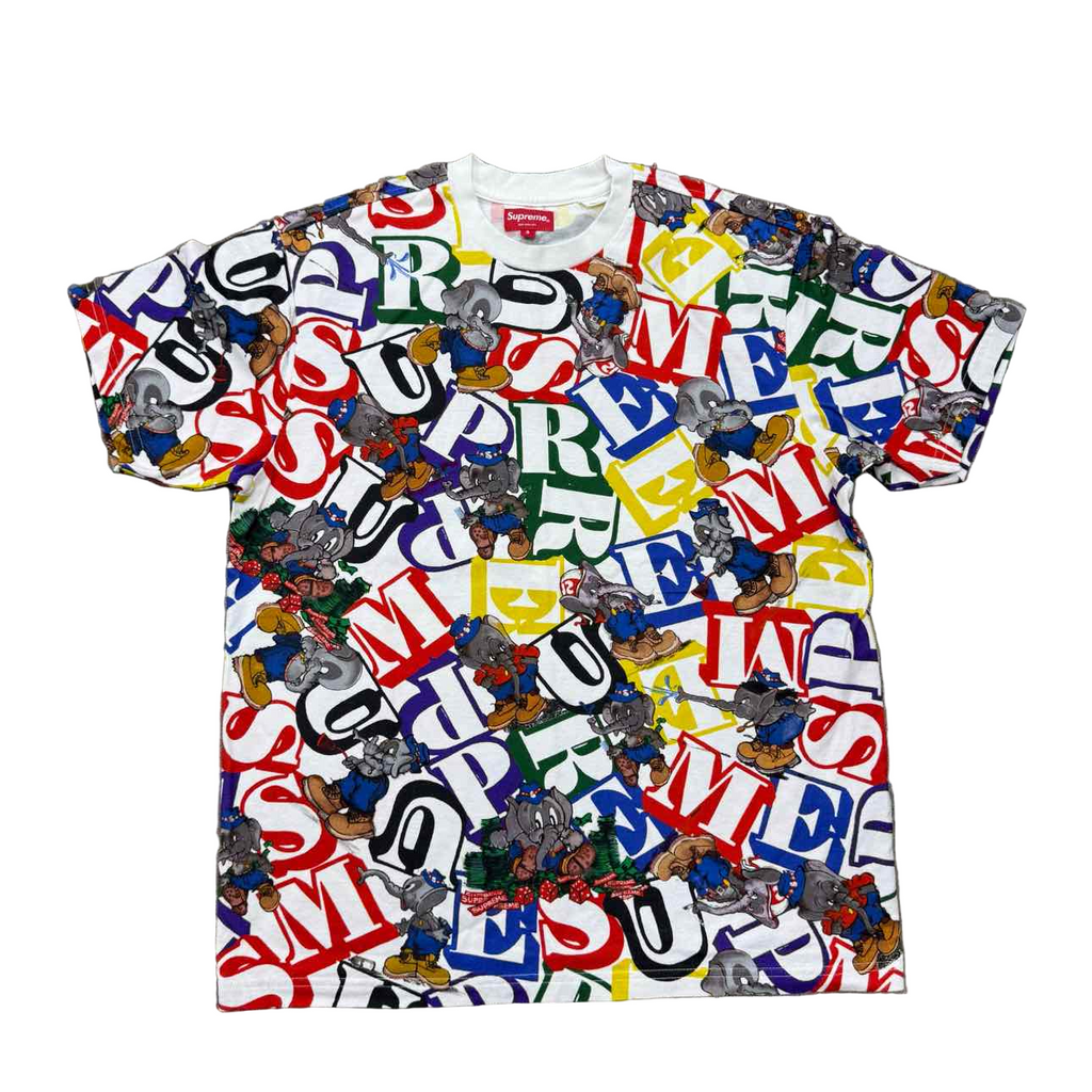 Supreme T-Shirt "ELEPHANT PRINT" White New Size S