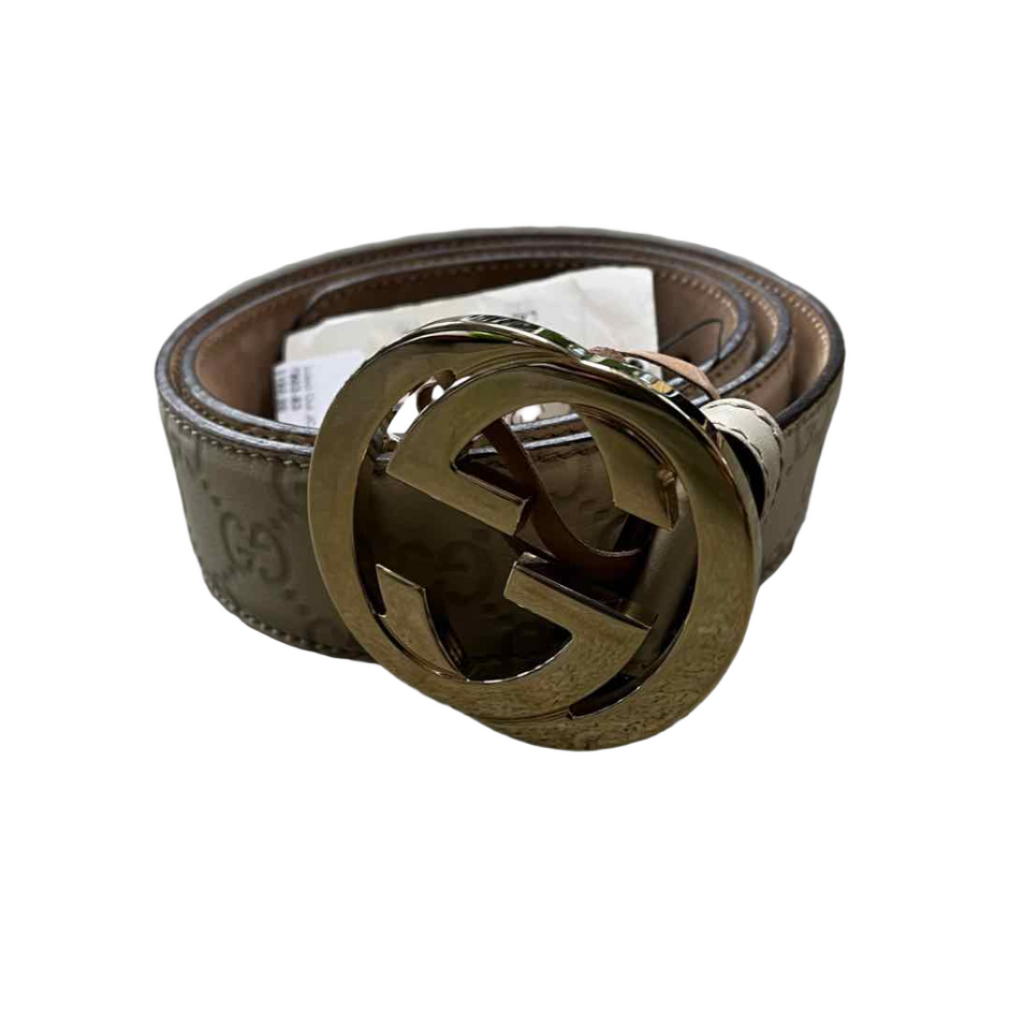 Gucci Belt "INTERLOCKING G" Used Beige Size 32 (W)