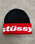 Stussy Beanie "HELVETIA JACQUARD" Used Black Size OS