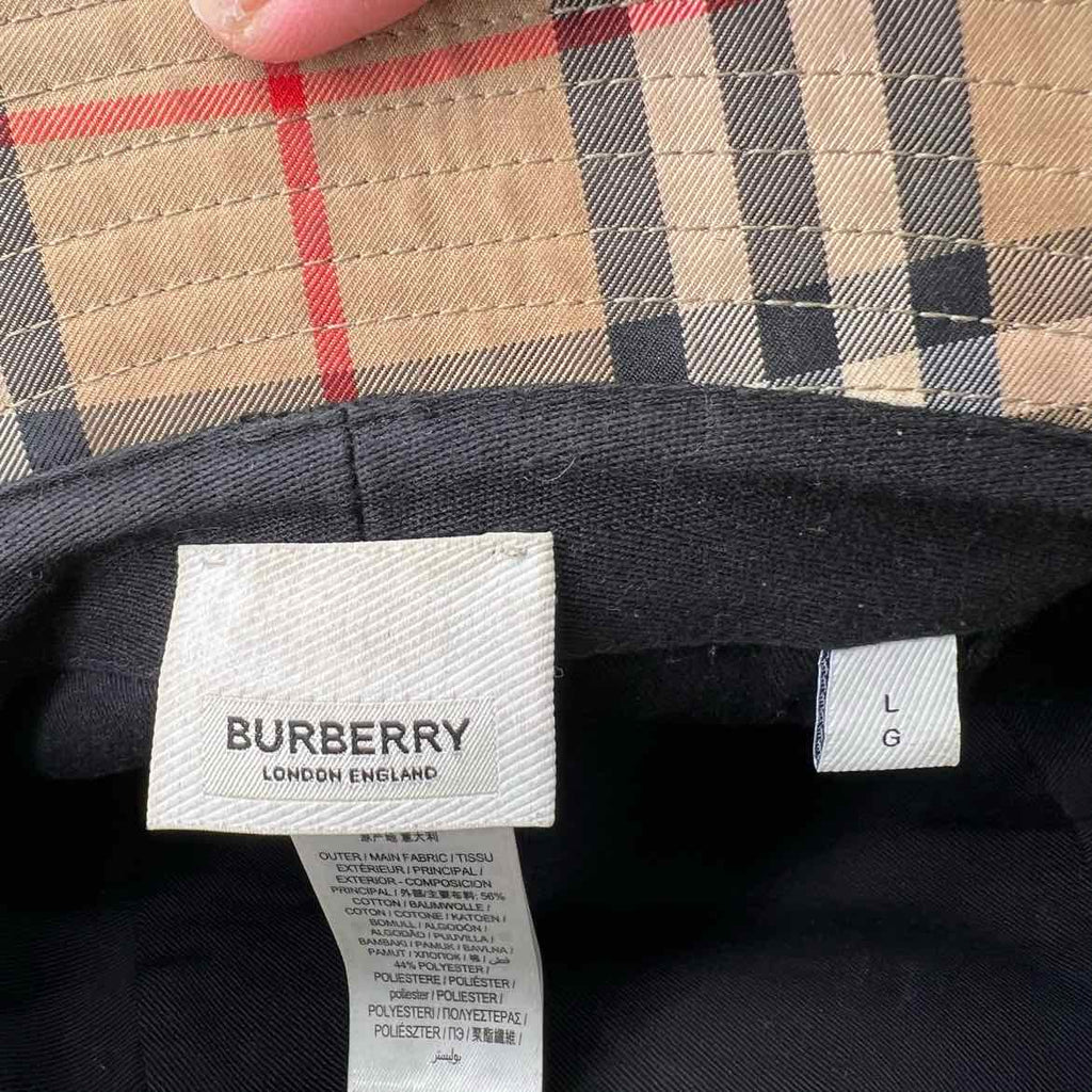 Burberry Bucket Hat "CHECK PRINT" Used Beige Size L