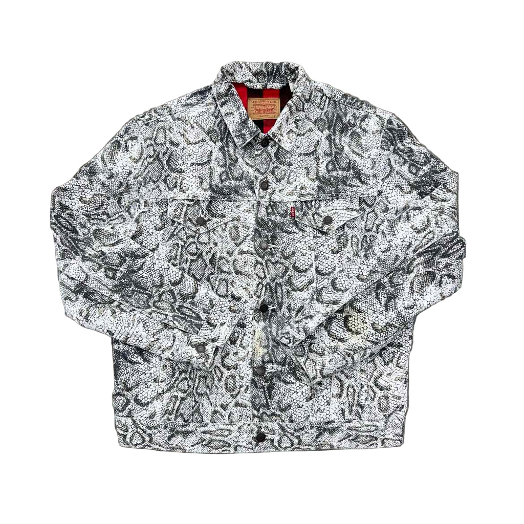 Supreme Denim Jacket "SNAKESKIN" Grey Used Size L