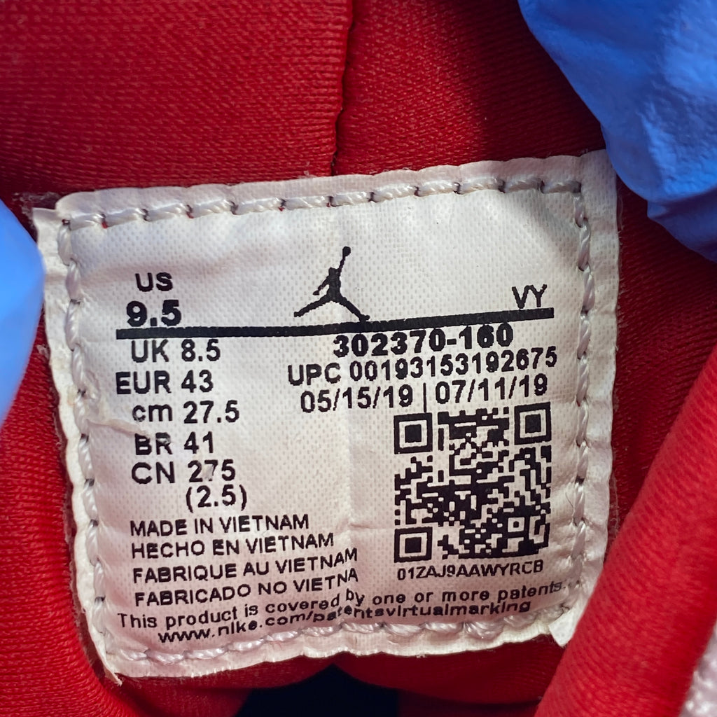 Air Jordan 9 Retro "White Gym Red" 2019 Used Size 9.5