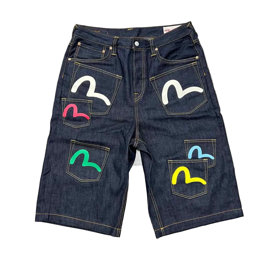 Evisu Shorts "SEAGULL PRINT MULTI POCKET" Indigo Used Size 34
