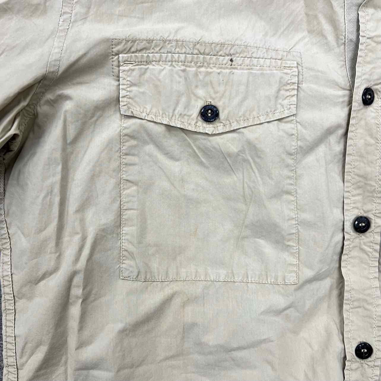 Stone Island Button Up &quot;PATCH&quot; Khaki Used Size 2XL