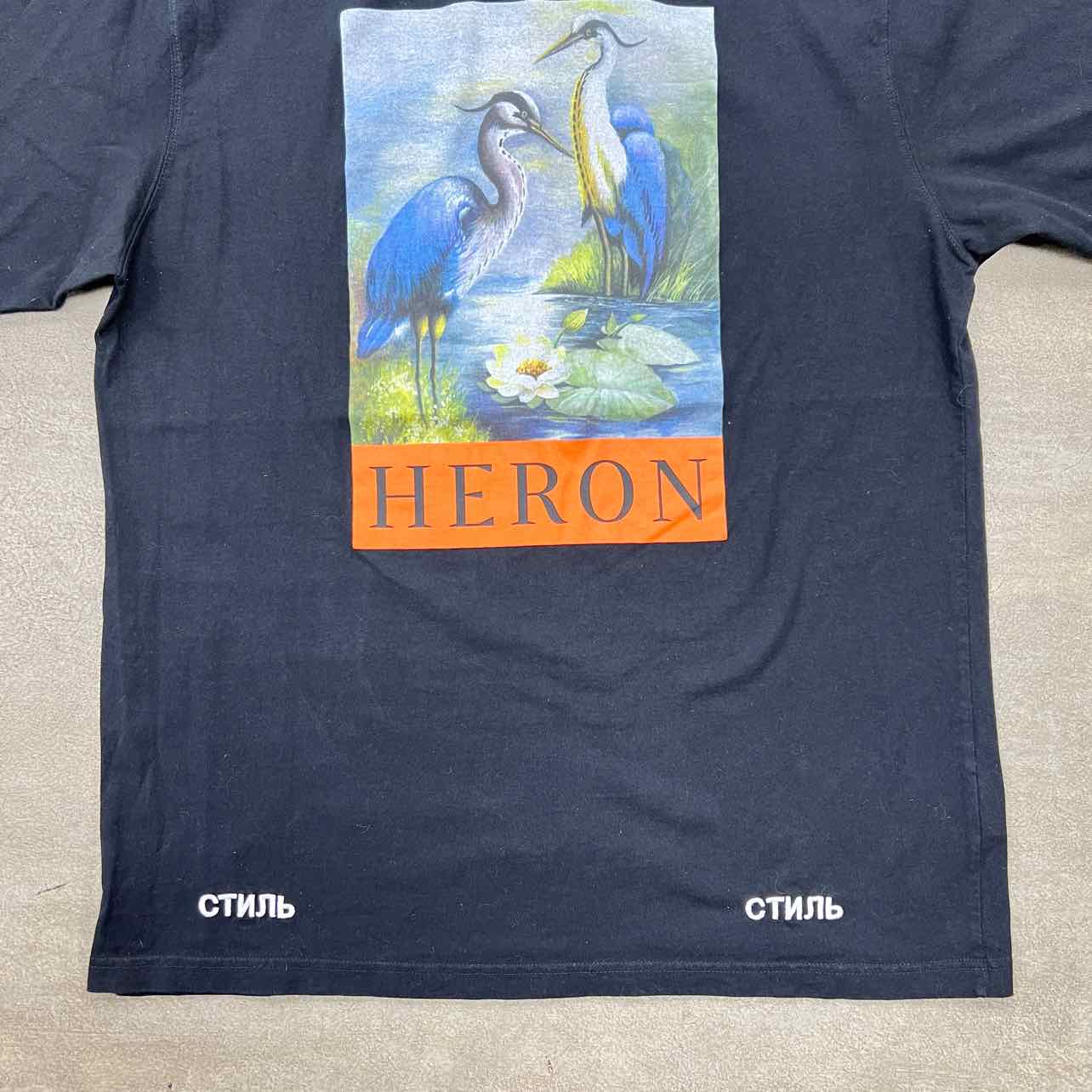 Heron Preston T-Shirt &quot;SWAN&quot; Black Used Size L