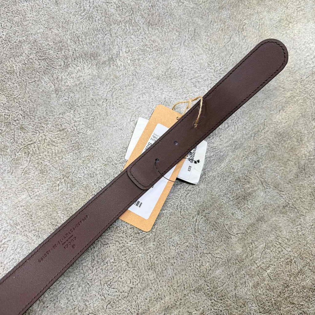 Gucci (W) Belt "OVAL GOLD BUCKLE" New Brown Size 30