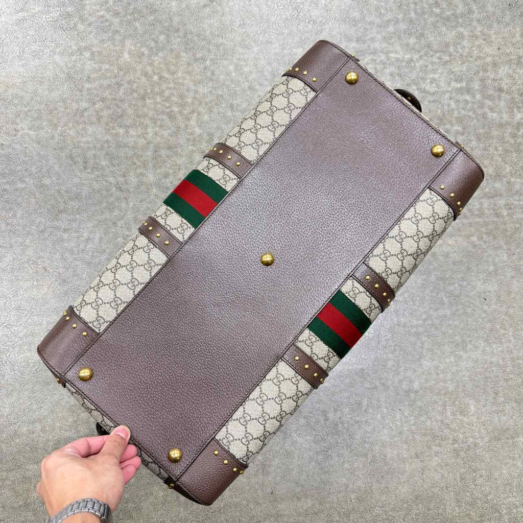 Gucci Duffle Bag "GG SUPREME SAVOY" New Brown Size L