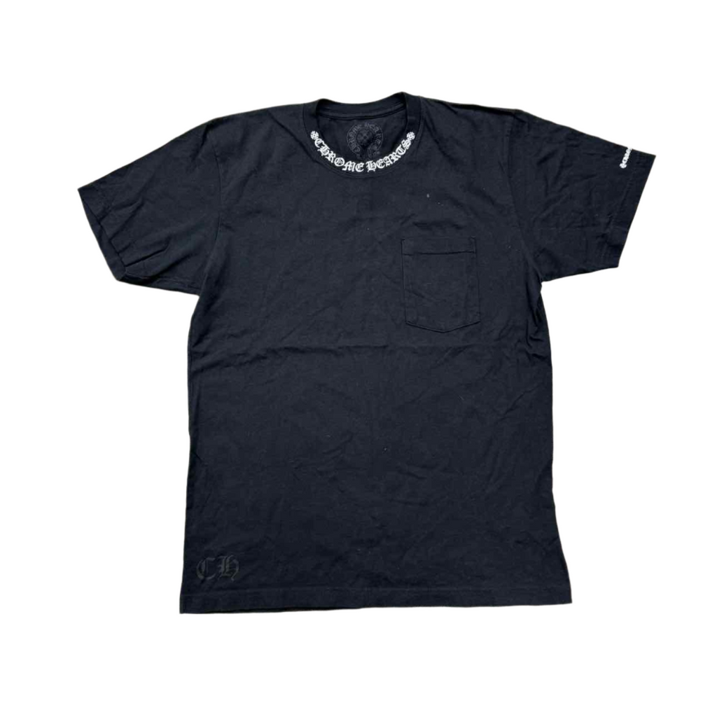 Chrome Hearts T-Shirt "NECK LOGO" Black Used Size L
