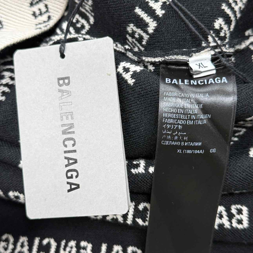 Balenciaga Knit Crewneck "MINI ALLOVER LOGO" Cream New Size XL