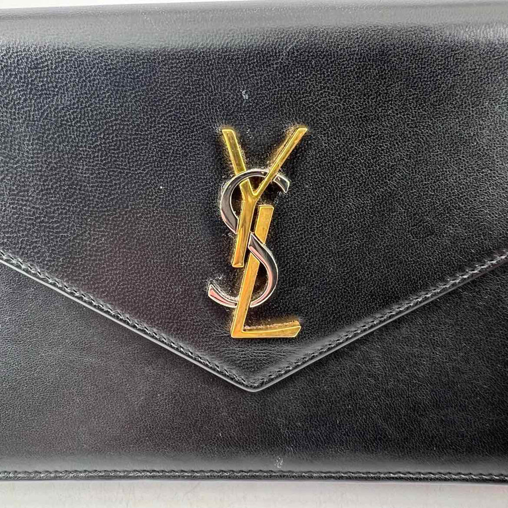 Saint Laurent Wallet "UPTOWN LEATHER CHAIN WALLET" Used Black Size OS