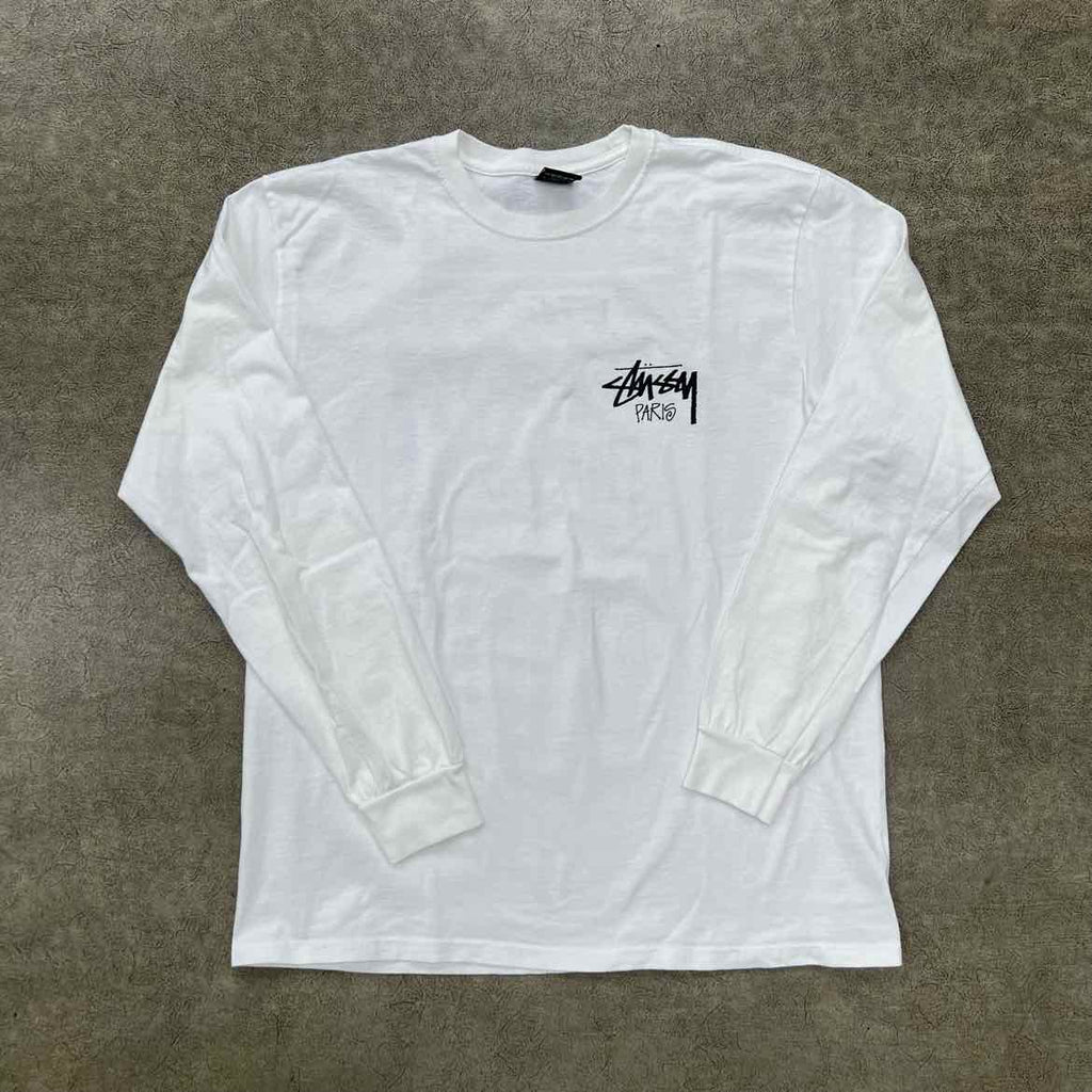 Stussy Long Sleeve "PARIS" White Used Size L