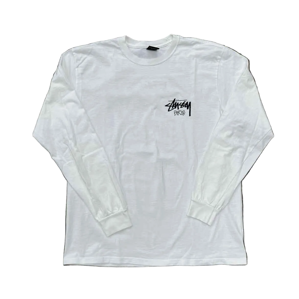 Stussy Long Sleeve "PARIS" White Used Size L