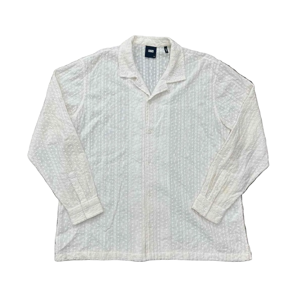 Kith Button Up "EMBROIDERED" Cream Used Size XL