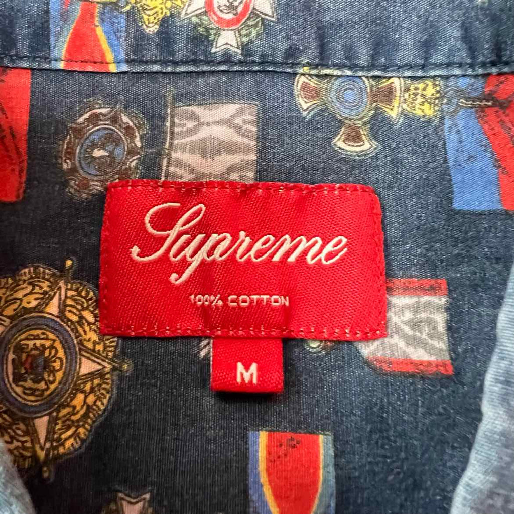 Supreme Button Up "MEDALS" Used Blue Size M