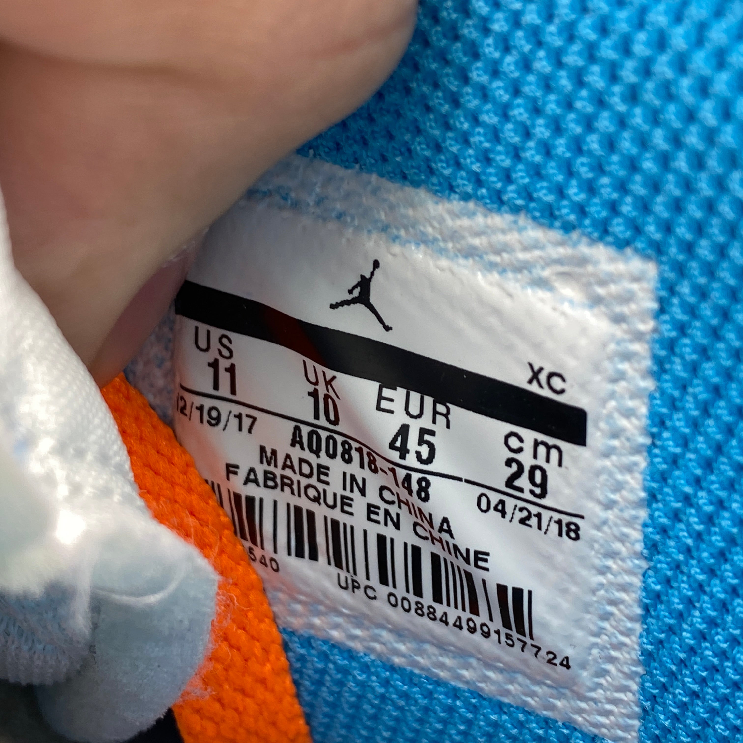 Air Jordan 1 Retro High OG &quot;Off White Unc&quot; 2018 Used Size 11