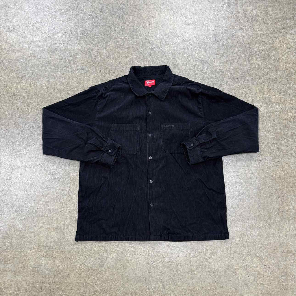 Supreme Button Up "CORDUROY" Black Used Size XL