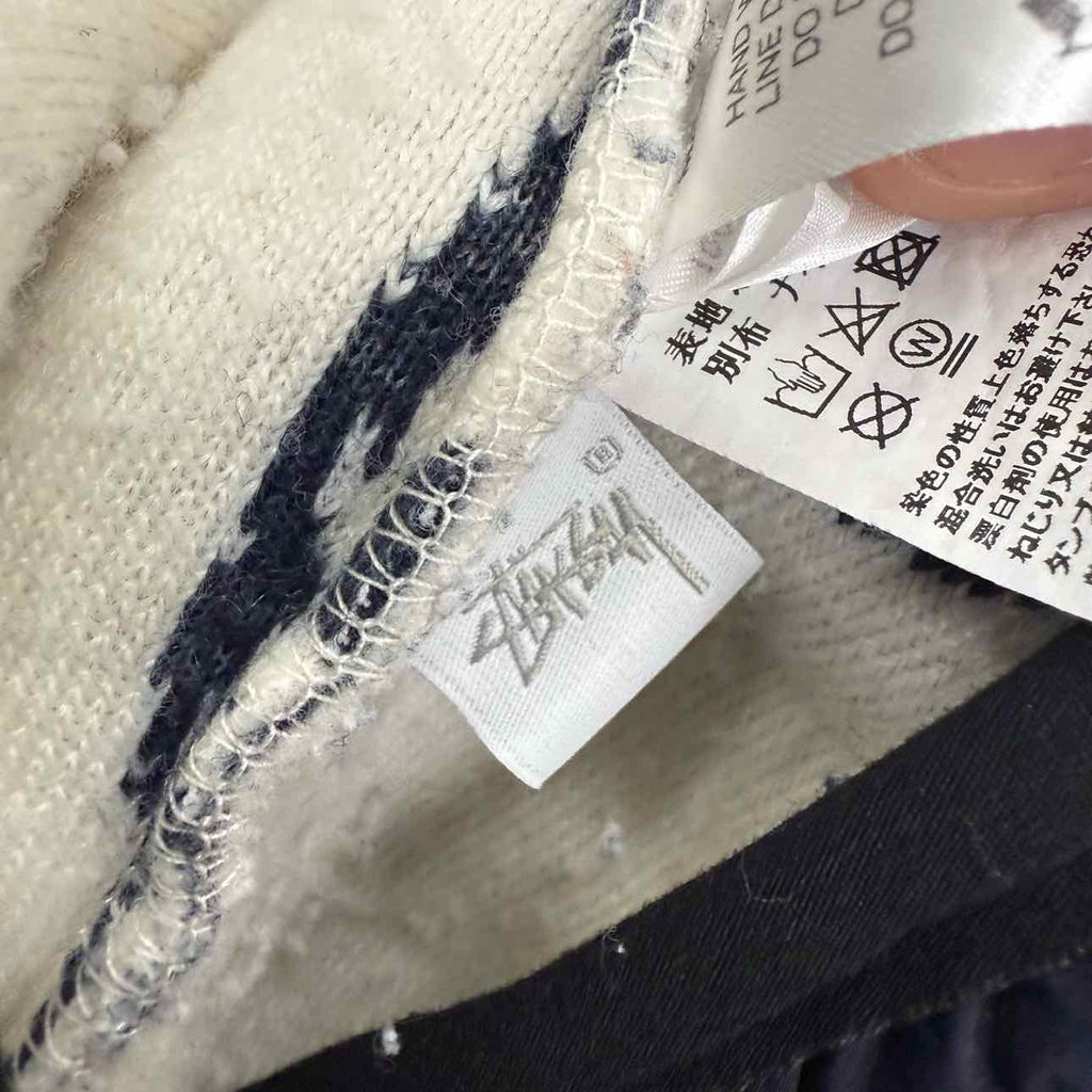 Stussy Fleece Jacket "MASK JACQUARD" Cream Used Size M