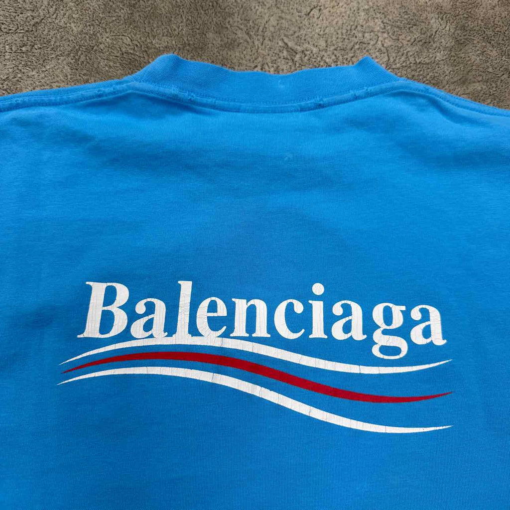 Balenciaga T-Shirt "CAMPAIGN" Blue New Size XS