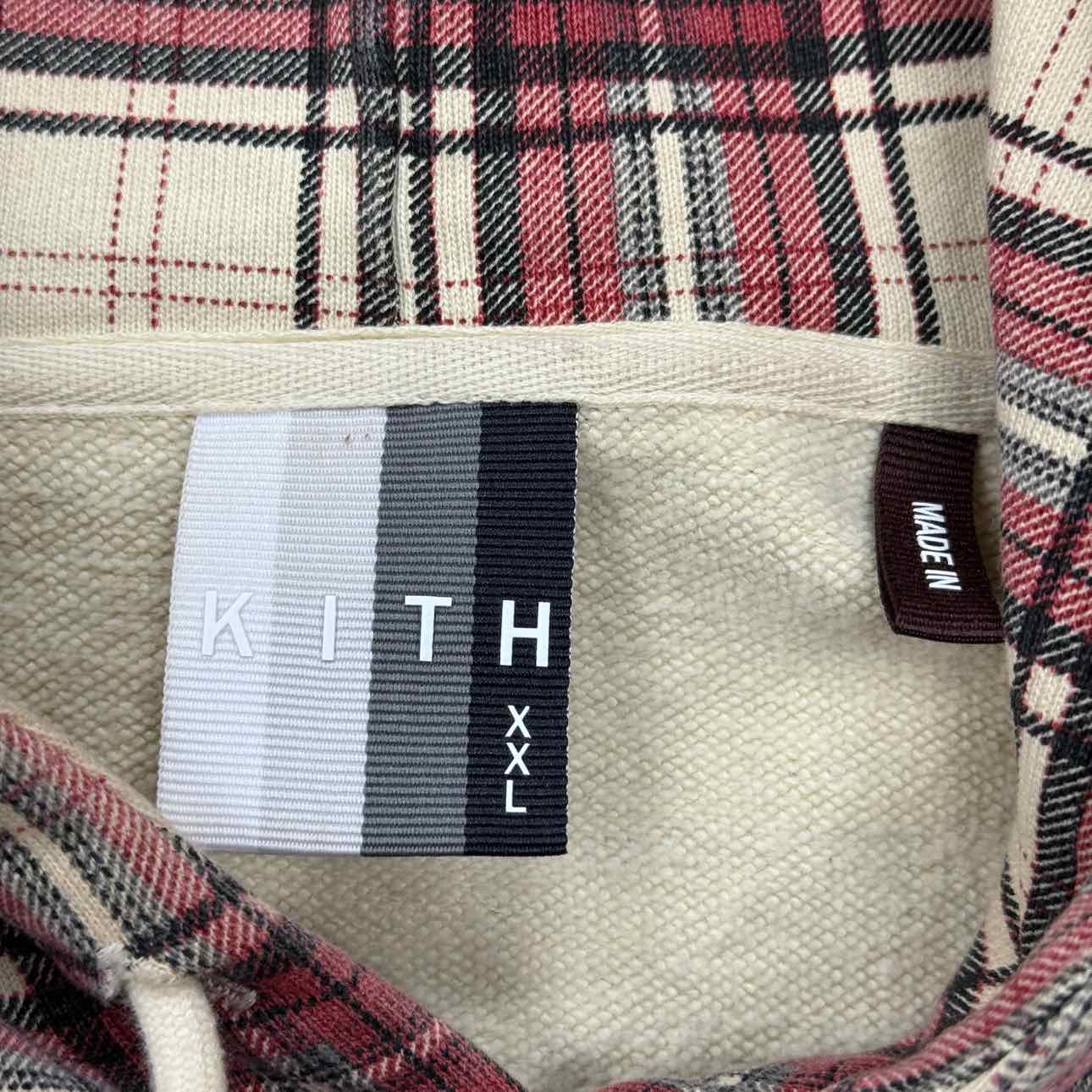 Kith Hoodie &quot;PLAID&quot; Red Used Size 2XL