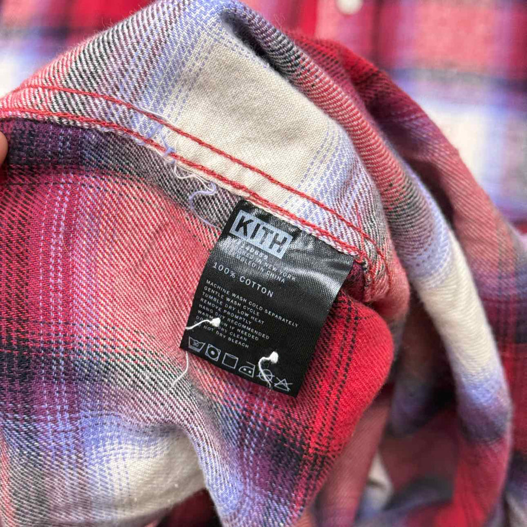 Kith Button Up "PLAID PRINT" Light Blue Used Size XL