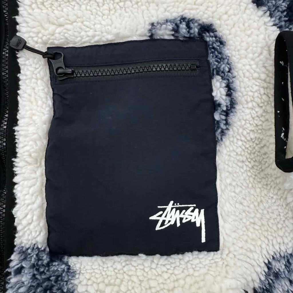 Stussy Fleece Jacket "MASK JACQUARD" Cream Used Size M