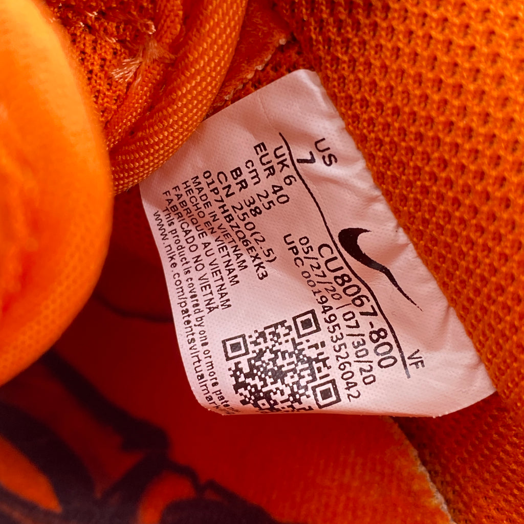 Nike Air Force 1 Low "Orange Skeleton" 2020 Used Size 7