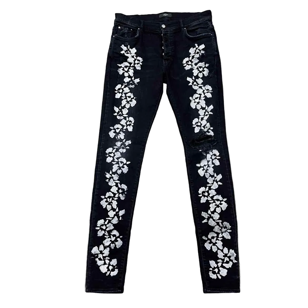 Amiri Jeans "HIBISCUS FLOWER" Black Used Size 36
