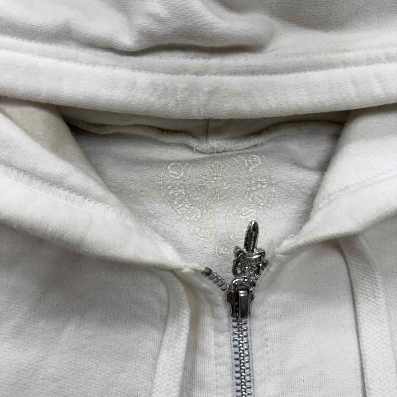 Chrome Hearts Zip Up &quot;SCROLL LOGO&quot; White Used Size XL