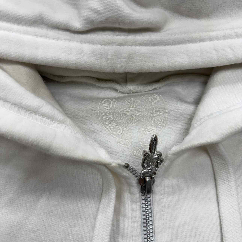 Chrome Hearts Zip Up "SCROLL LOGO" White Used Size XL