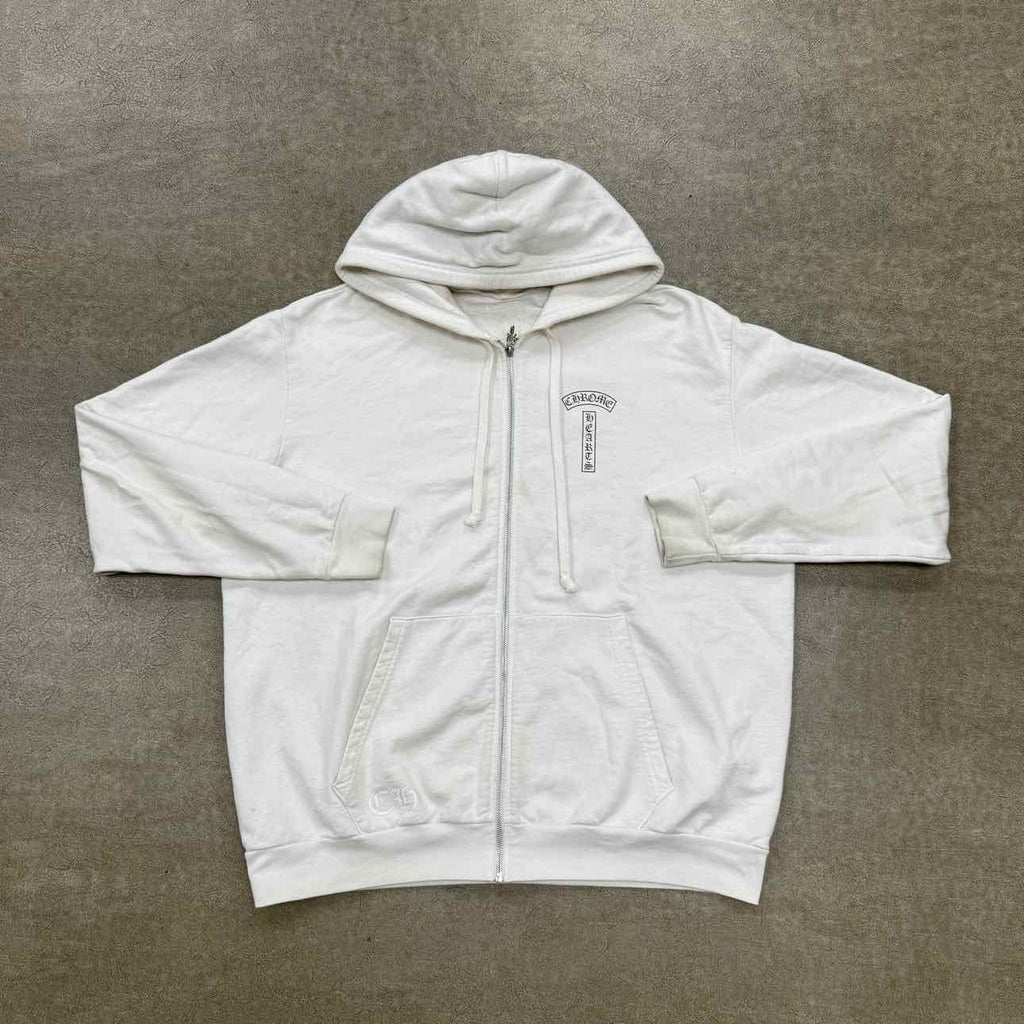 Chrome Hearts Zip Up "SCROLL LOGO" White Used Size XL