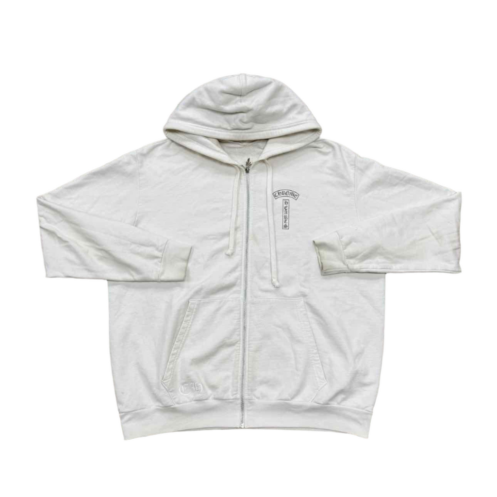 Chrome Hearts Zip Up "SCROLL LOGO" White Used Size XL