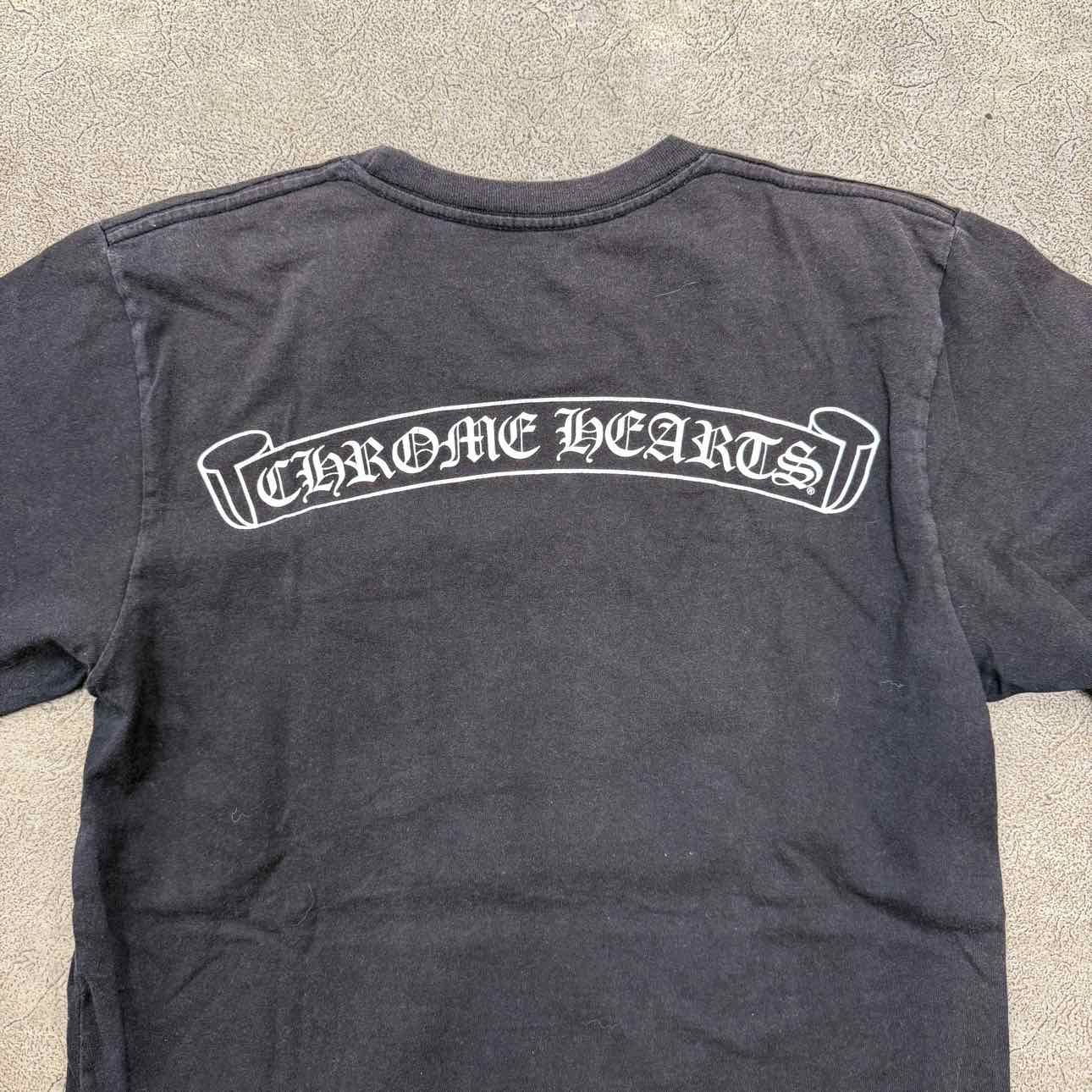 Chrome Hearts T-Shirt &quot;SCROLL LOGO&quot; Black Used Size S