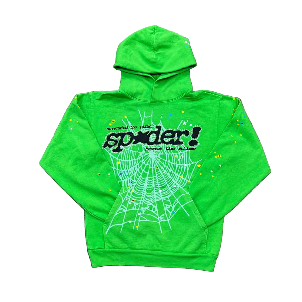 Sp5der Hoodie "RHINESTONE" Green New Size L