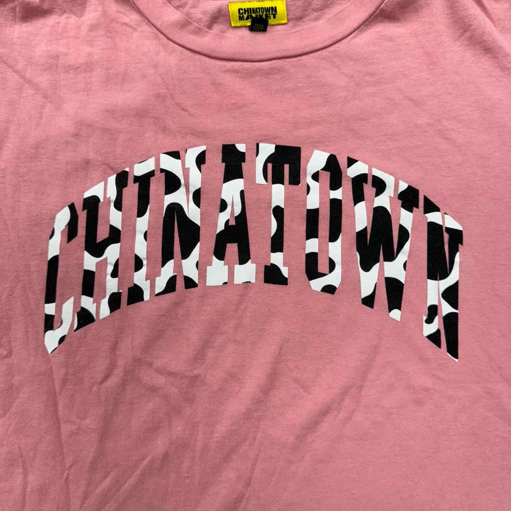 Chinatown Market T-Shirt "COW PRINT" Pink Used Size XL