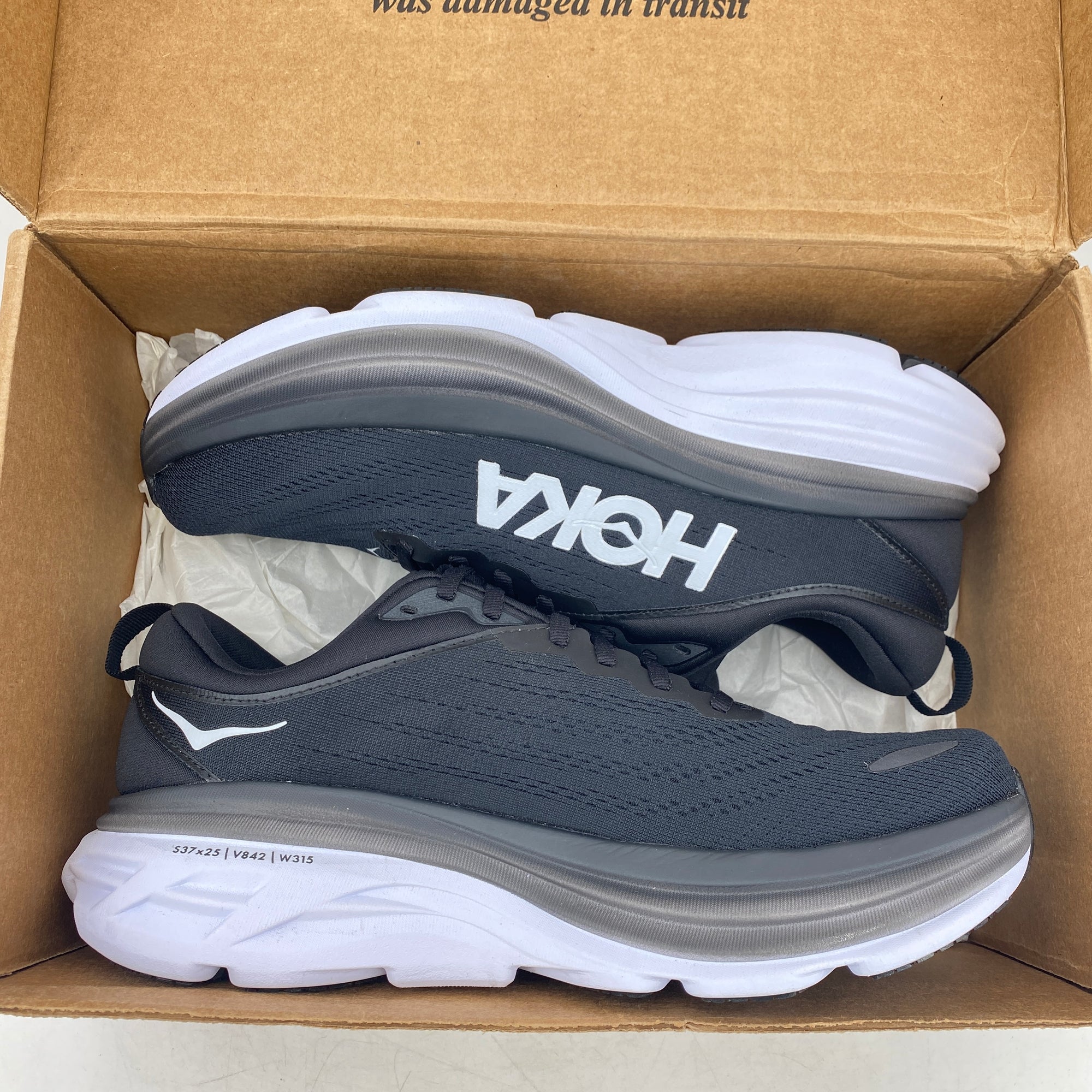 Hoka Bondi 8 &quot;Black White&quot;  New Size 9
