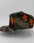 Chrome Hearts Snapback "LEATHER CROSS" New Orange Size OS