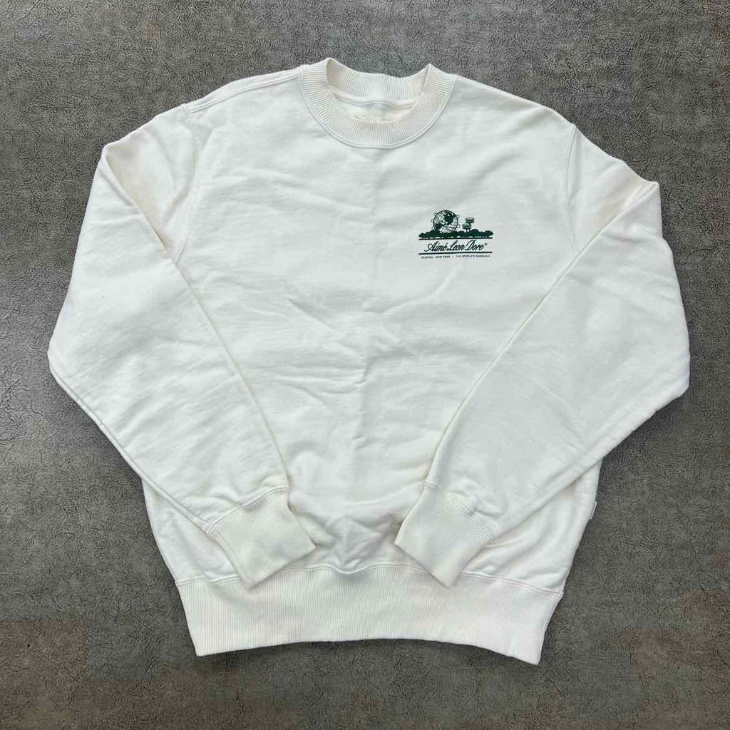 Aime Leon Dore Crewneck Sweater "WORLDSBOROUGH" Cream Used Size M