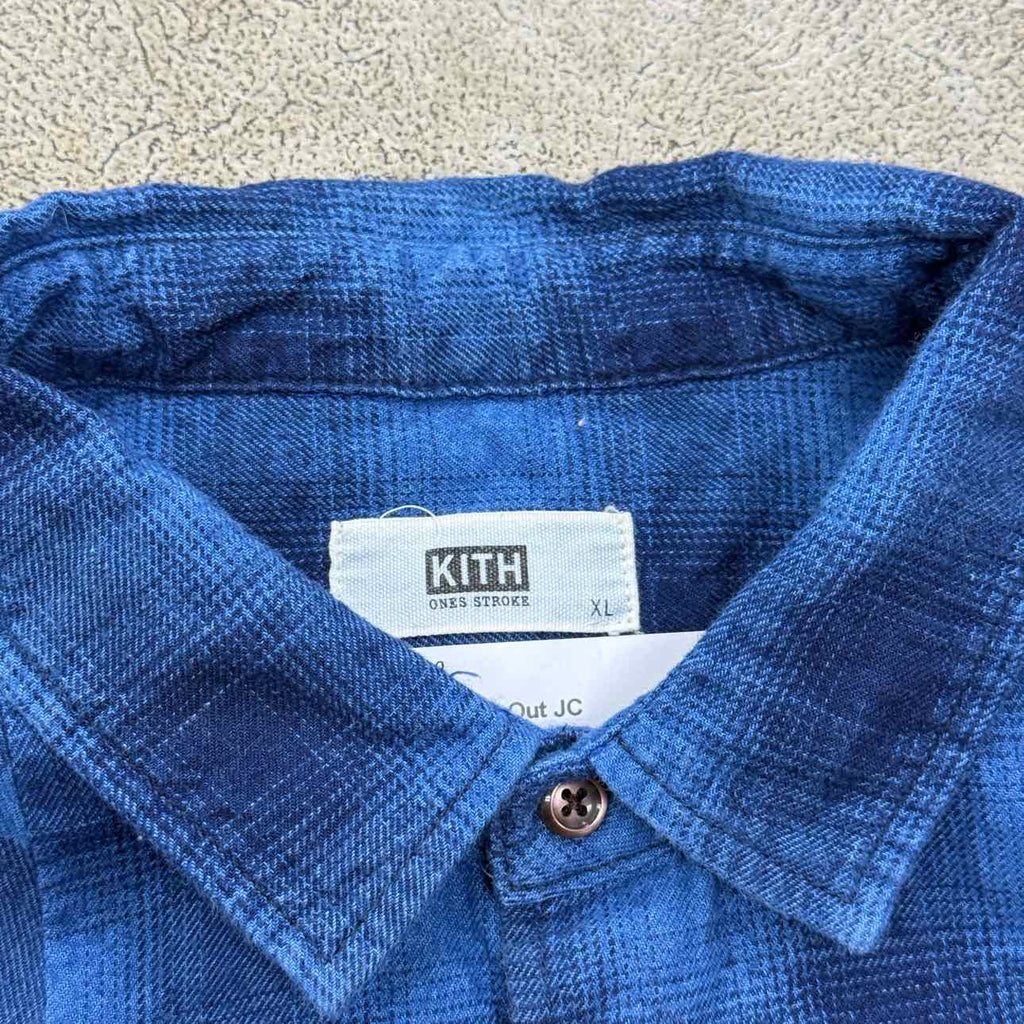 Kith Button Up "PLAID PRINT" Blue Used Size XL