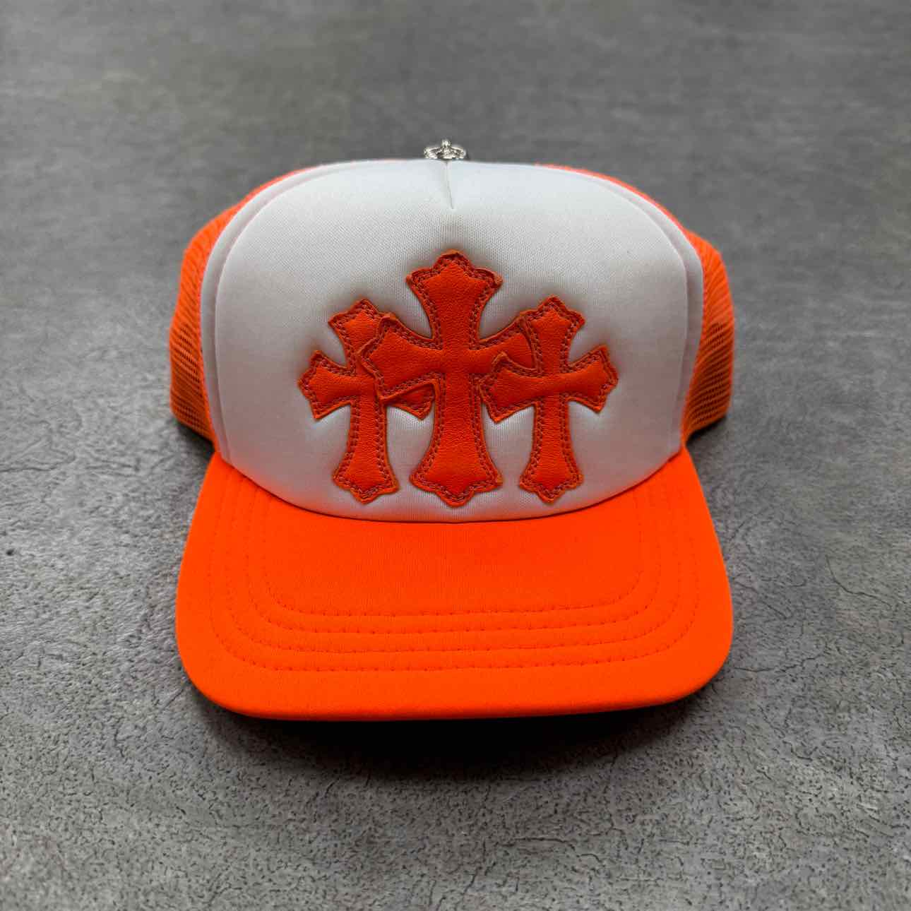 Chrome Hearts Trucker Hat &quot;TRIPLE CROSS&quot; New Orange Size OS