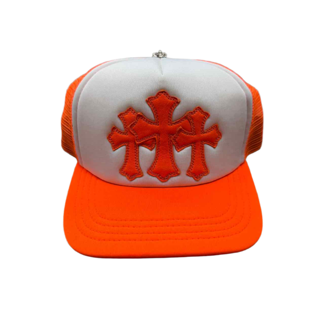 Chrome Hearts Trucker Hat &quot;TRIPLE CROSS&quot; New Orange Size OS