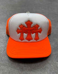 Chrome Hearts Trucker Hat "TRIPLE CROSS" New Orange Size OS