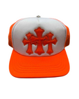 Chrome Hearts Trucker Hat "TRIPLE CROSS" New Orange Size OS