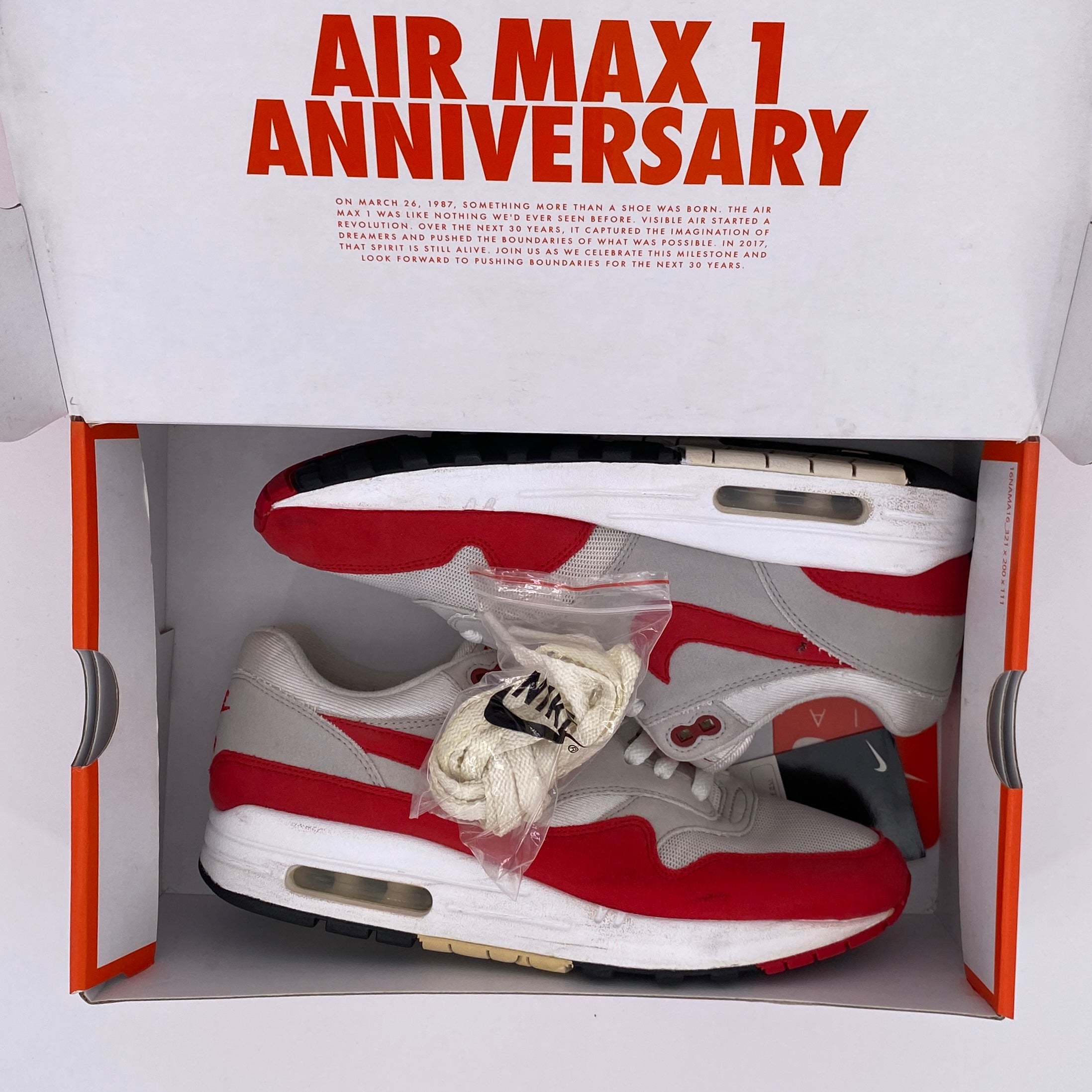 Nike Air Max 1 &quot;Anniversary Red&quot; 2017 Used Size 7.5
