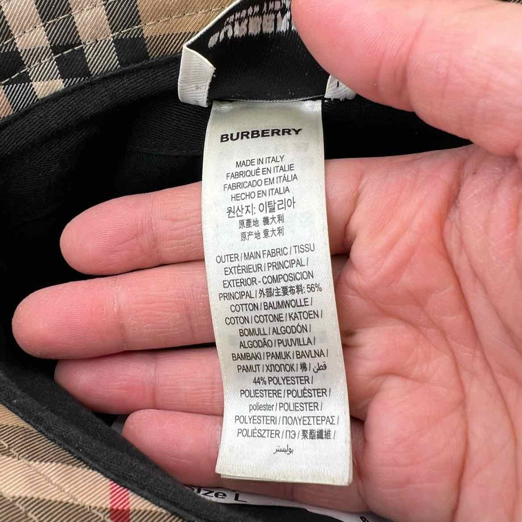 Burberry Bucket Hat "CHECK PRINT" Used Beige Size L