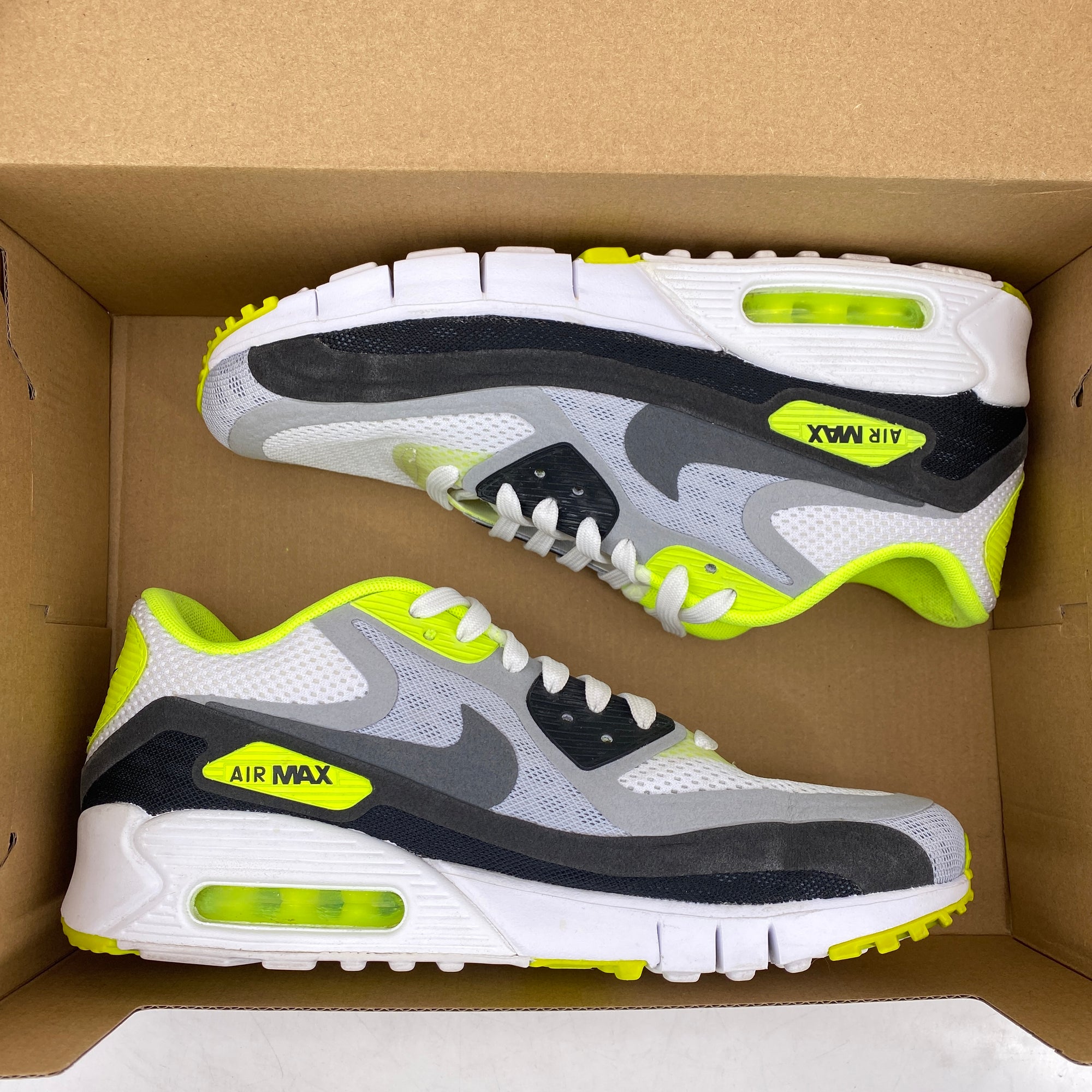 Nike Air Max 90 BR &quot;White Volt&quot; 2014 Used Size 7.5