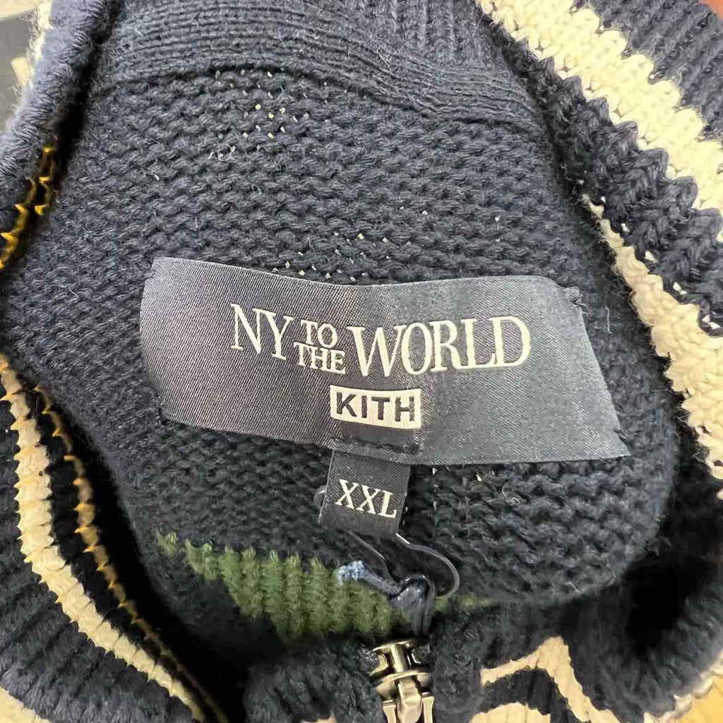 Kith Zip Up "BIG LETTER NY" Navy New Size 2XL