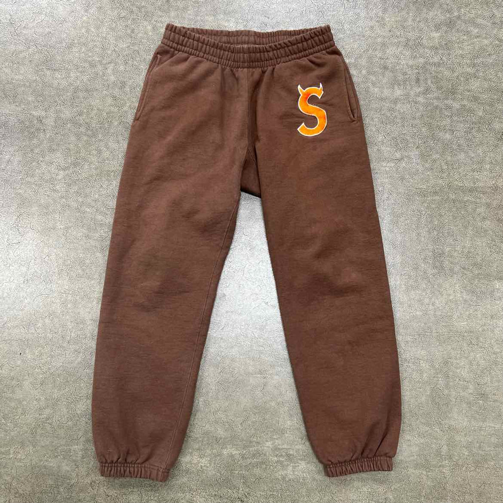 Supreme Sweatpants "DEVIL S LOGO" Brown Used Size S