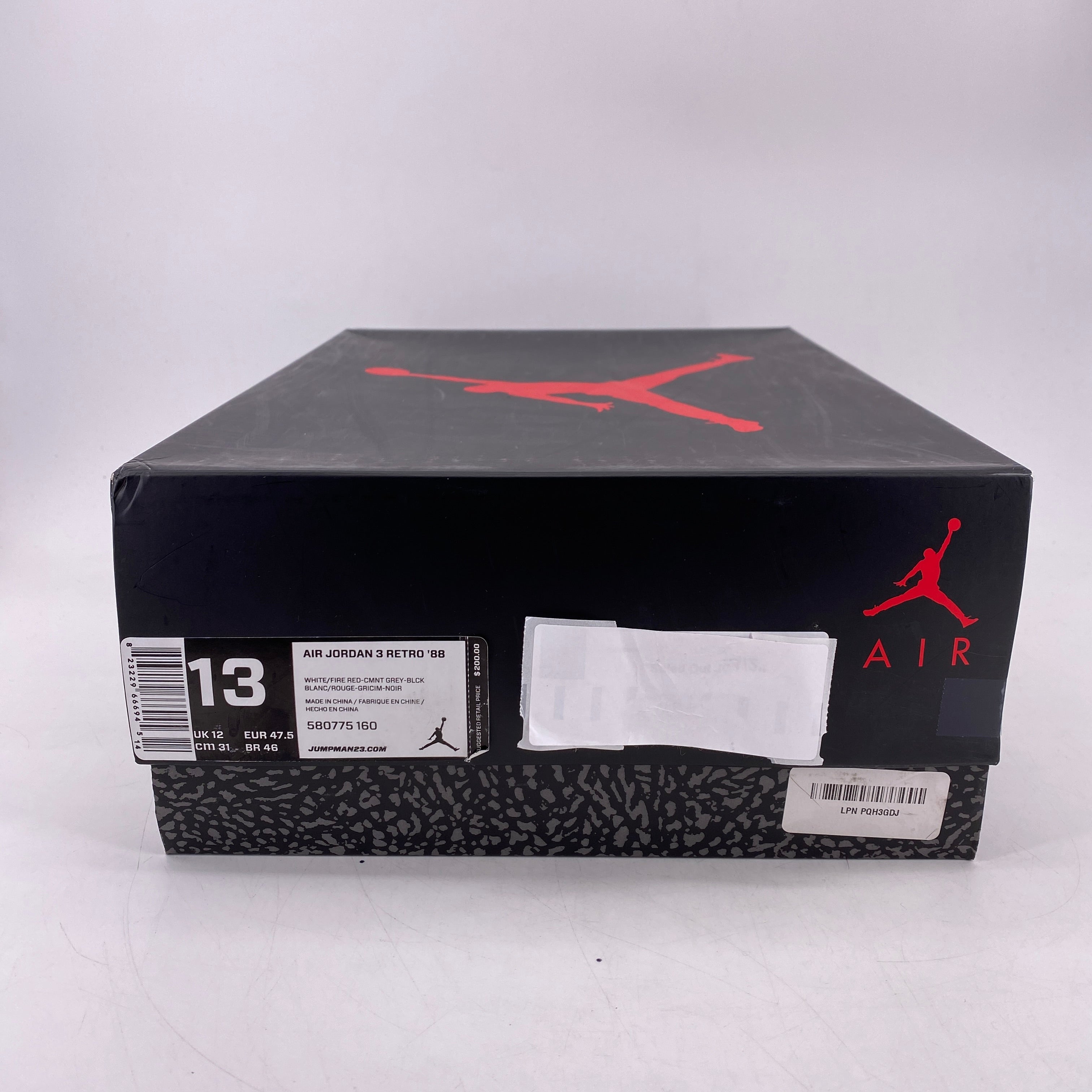 Air Jordan 3 Retro &quot;White Cement 88&quot; 2013 Used Size 13